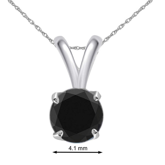 Mauli Jewels Engagement Necklace for Women 0.3 Carat Round Black Diamond Solitaire Pendant 4-prong 14K White Gold