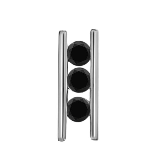 MauliJewels Engagement Necklace for Women 1 Carat Black Diamond Three Stone Linear Pendant 4 channel 14K White Gold With 18'' Chain Mauli Jewels