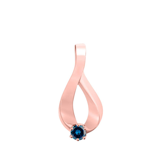 Mauli Jewels Engagement Necklace for Women 0.25 Carat Blue Diamond Pendant 4 Prong-Setting 10K Rose Gold With 18'' Box Chain