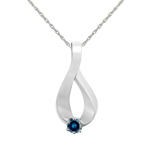 Mauli Jewels Engagement Necklace for Women 0.25 Carat Blue Diamond Pendant 4 Prong-Setting 10K White Gold With 18'' Box Chain Mauli Jewels