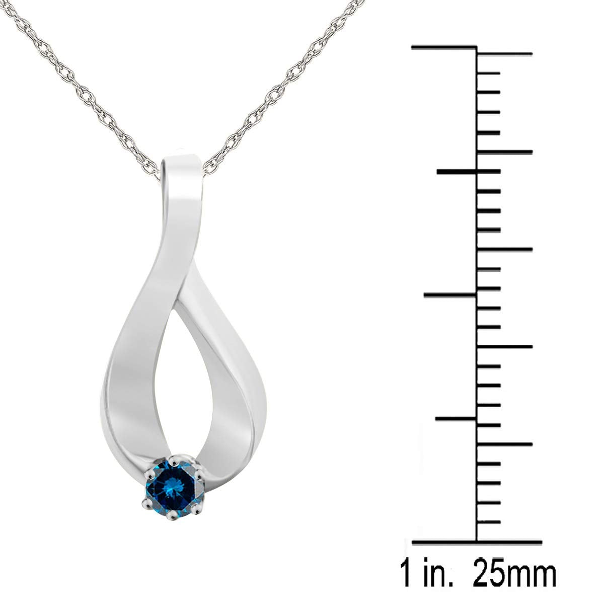 Mauli Jewels Engagement Necklace for Women 0.25 Carat Blue Diamond Pendant 4 Prong-Setting 10K White Gold With 18'' Box Chain Mauli Jewels