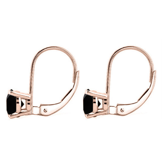 Mauli Jewels 0.60 Carat 3-Prong Round Black Natural Diamond Martini Leverback Earrings for Women in 14K Gold