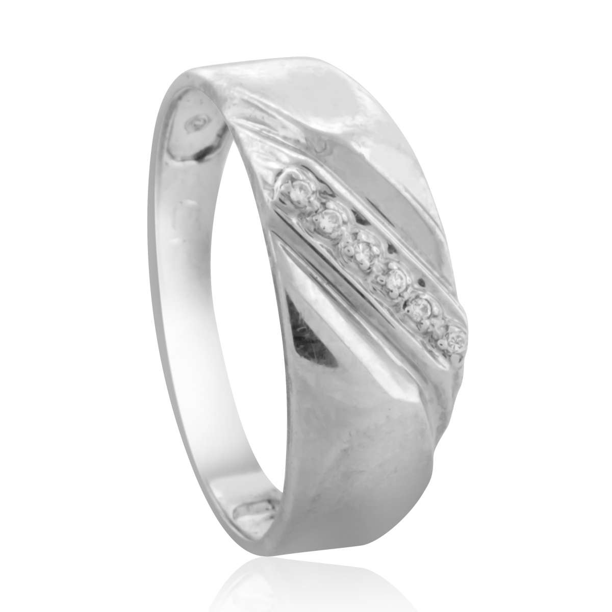 10K White & Yellow Gold 0.03 Carat Diamond Prong Set Wedding Engagement Rings For Men's Mauli Jewels