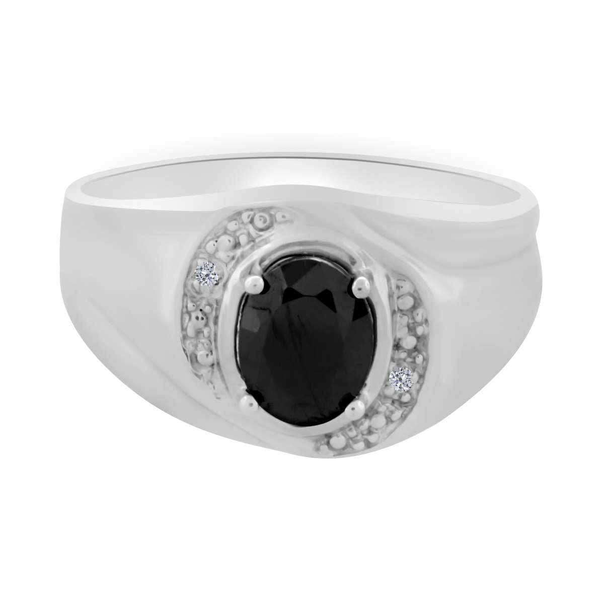 0.95 Carat Natural Diamond Oval Shape Onyx Prong Set Rings For Men's In 10K White & Yellow Gold Mauli Jewels