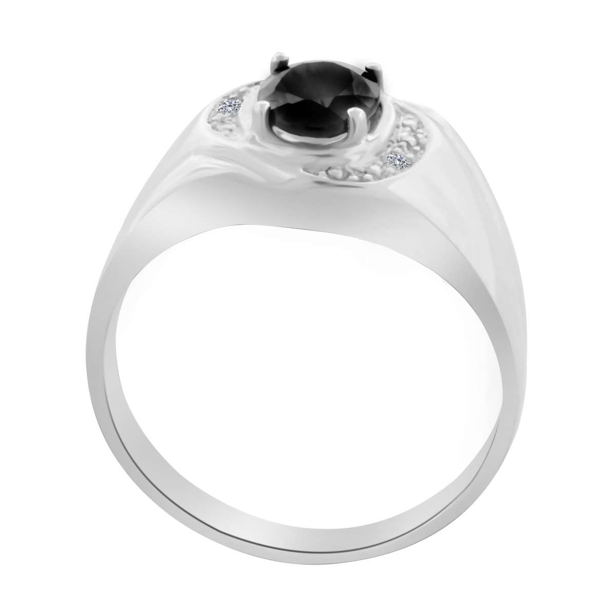 0.95 Carat Natural Diamond Oval Shape Onyx Prong Set Rings For Men's In 10K White & Yellow Gold Mauli Jewels