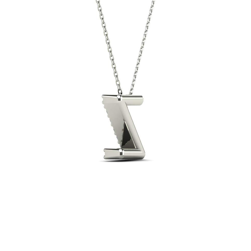 MauliJewels 0.13 Carat Natural White Diamond "Z" Initial Pendant Necklace In 14K Yellow and White Gold with 18" Gold Cable Chain - Mauli Jewels