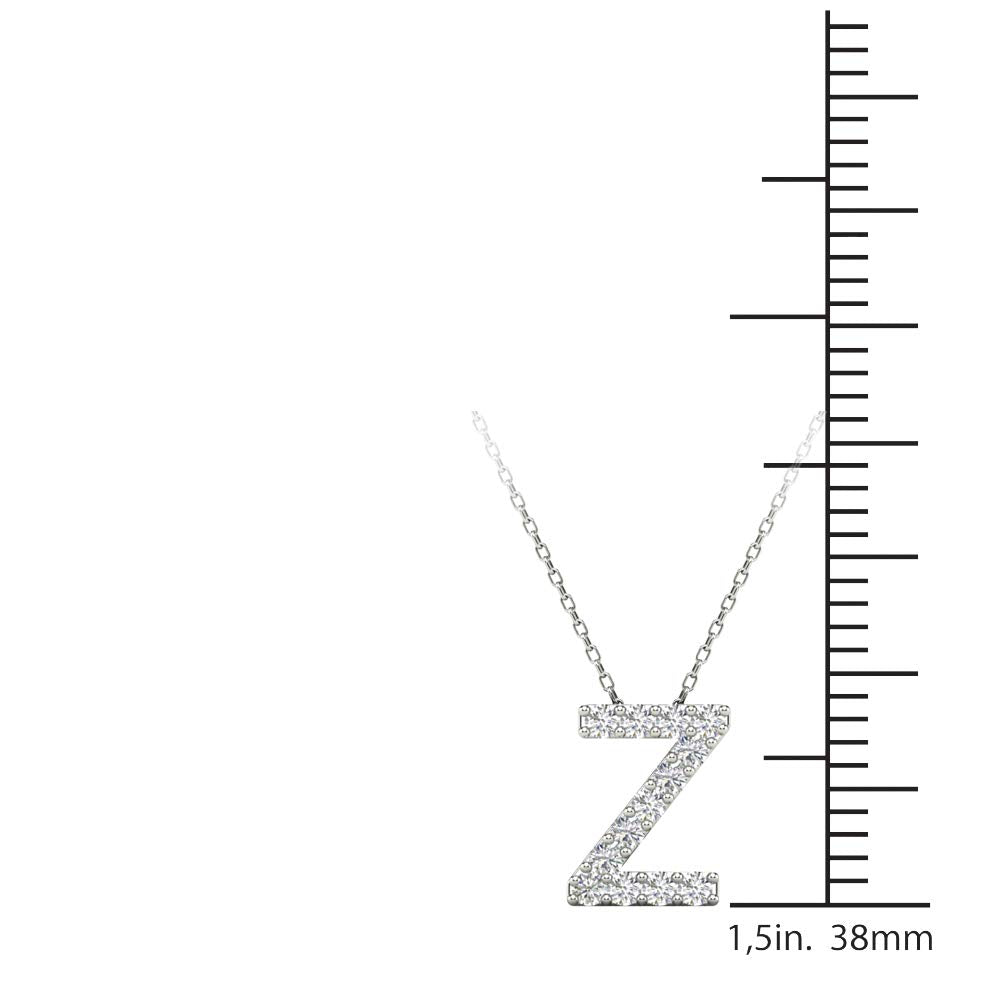 MauliJewels 0.13 Carat Natural White Diamond "Z" Initial Pendant Necklace In 14K Yellow and White Gold with 18" Gold Cable Chain - Mauli Jewels