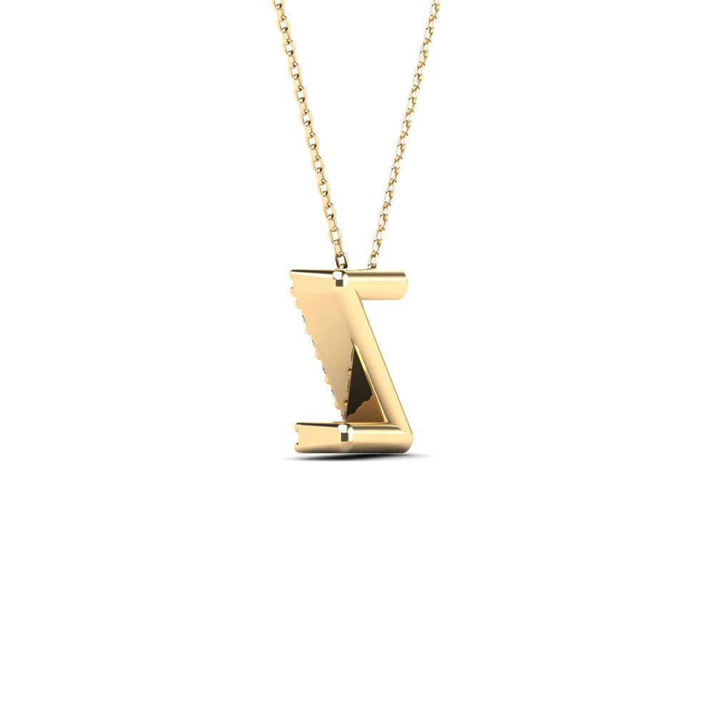 MauliJewels 0.13 Carat Natural White Diamond "Z" Initial Pendant Necklace In 14K Yellow and White Gold with 18" Gold Cable Chain - Mauli Jewels
