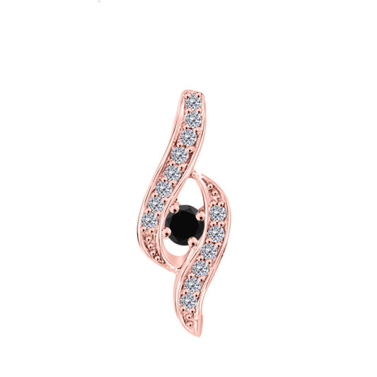 Mauli Jewels Engagement Necklace for Women 0.25 Carat Simple Black Diamond Pendant 4 prongs 14K Rose Gold With 18'' Chain
