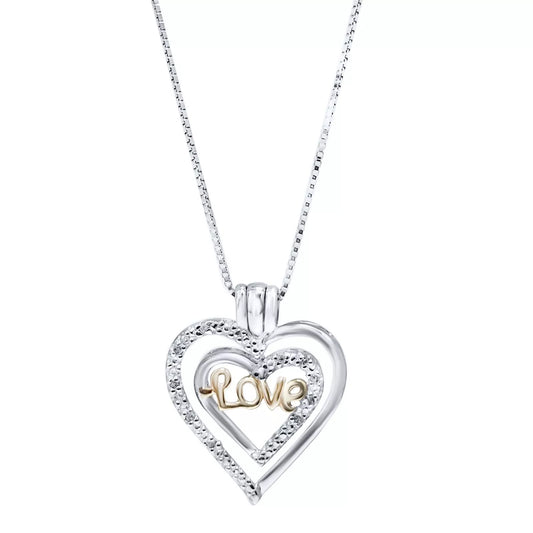 Diamond Love design heart-shape 0.07 ct pendant necklace in 925 sterling silver