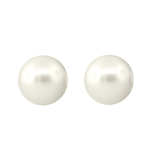 Mauli Jewels Women's 12MM Freshwater Cultured Pearl Stud Earrings in 14K Gold Plated Silver with Secure Push Backs