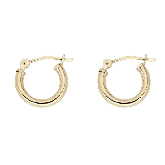 MAULIJEWELS 12mm 14K Yellow Gold or White Gold Hoop Earrings for Women Mauli Jewels