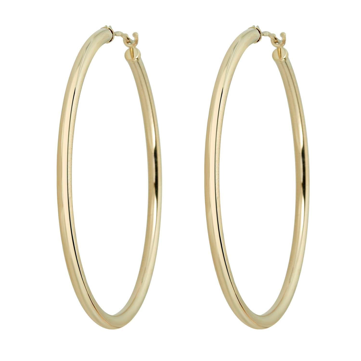 MAULIJEWELS 12mm 14K Yellow Gold or White Gold Hoop Earrings for Women Mauli Jewels