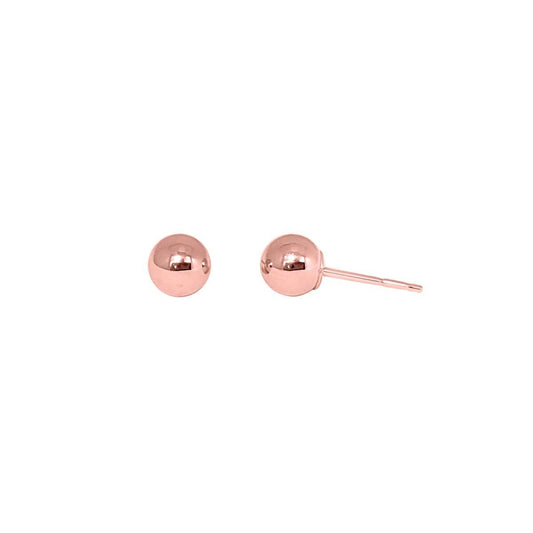 Gold Ball Earrings For Women In 3MM - 6MM 14K Solid White , Rose & Yellow Gold With Push Back Mauli Jewels