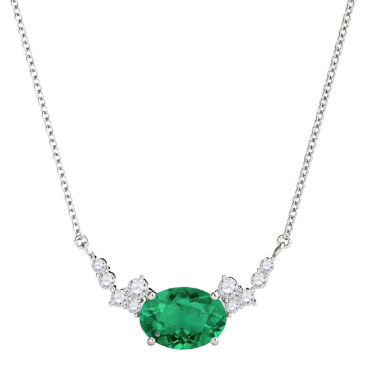 MauliJewels 0.90 Carat Emerald And White Diamond Gemstone Pendant Necklace For Women In 14K Rose White & Yellow Gold With 18" Box Chain Mauli Jewels
