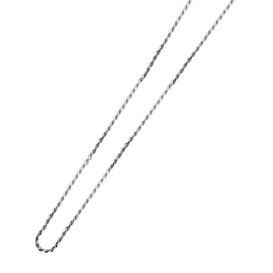Mauli Jewels 1MM French Rope Chain Necklace 18" for Women, 14K White Gold Plated 925 Sterling Silver, Italian Made Rhodium Finish