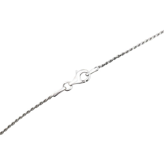 Mauli Jewels 1MM French Rope Chain Necklace 18" for Women, 14K White Gold Plated 925 Sterling Silver, Italian Made Rhodium Finish