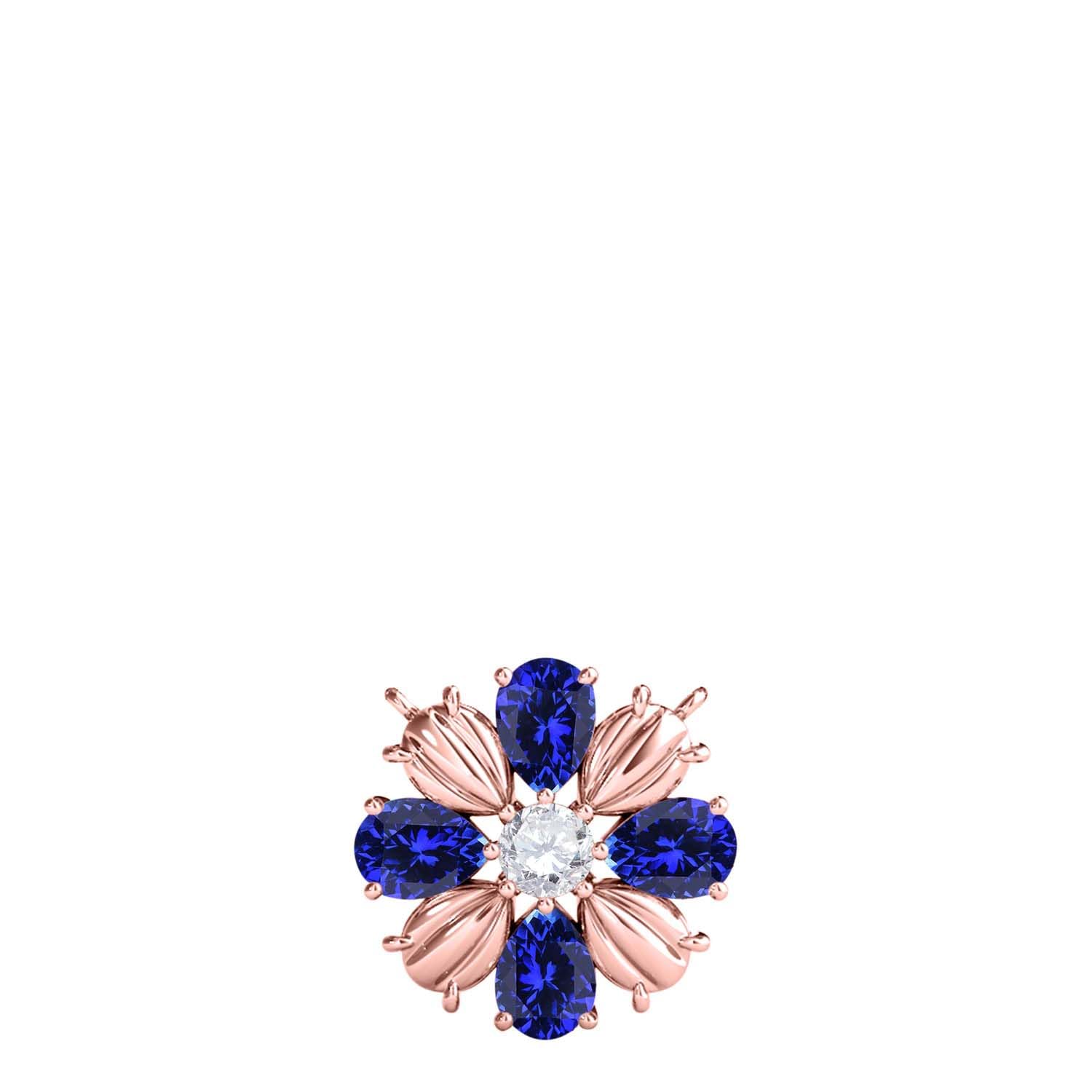 MauliJewels 0.85 Carat Tanzanite And White Diamond Pear Shape Gemstone Pendant Necklace For Women In 10K Rose White & Yellow Gold With 18" Box Chain Mauli Jewels