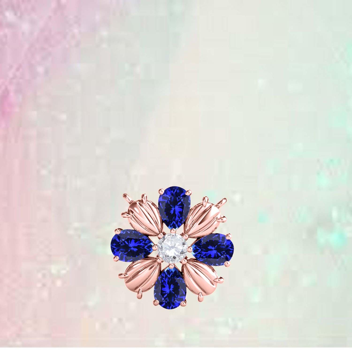 MauliJewels 0.85 Carat Tanzanite And White Diamond Pear Shape Gemstone Pendant Necklace For Women In 10K Rose White & Yellow Gold With 18" Box Chain Mauli Jewels