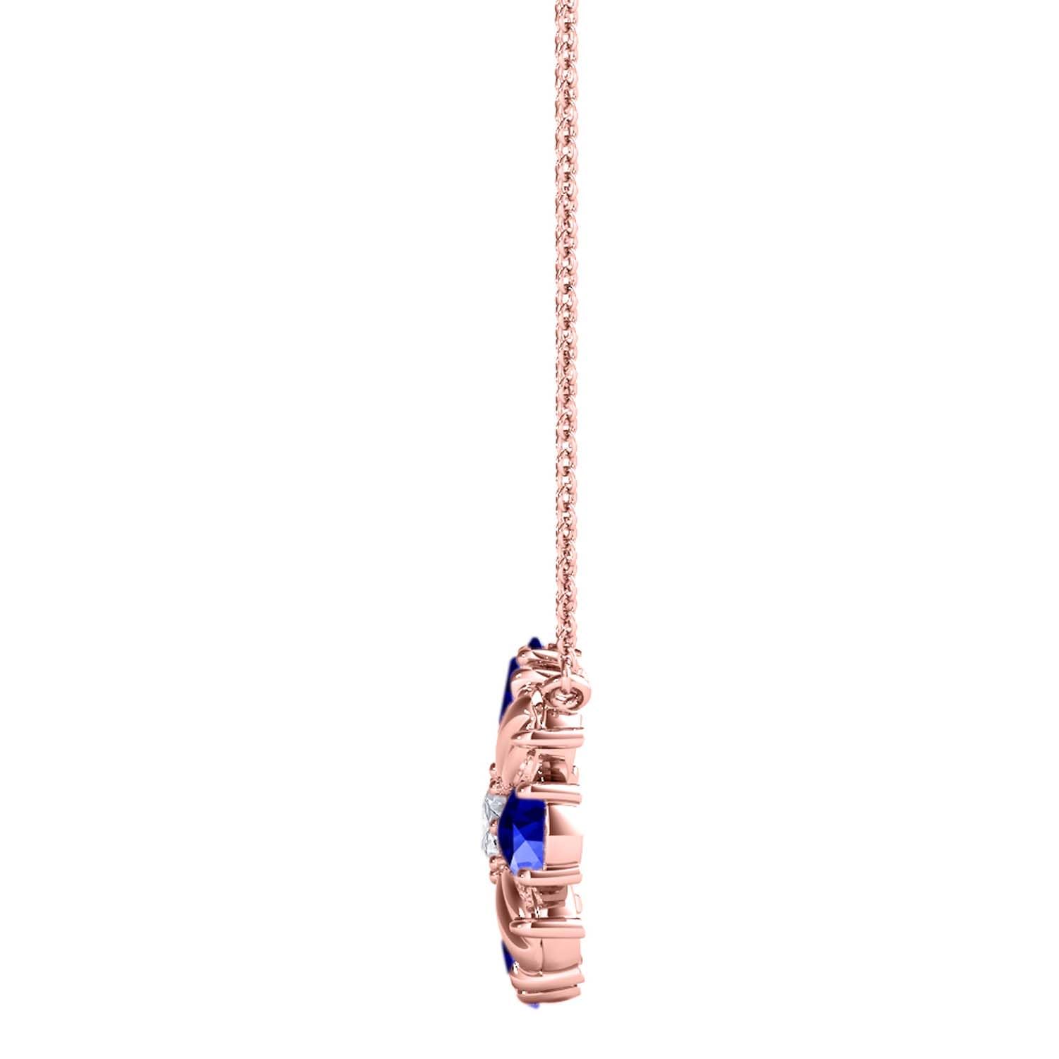 MauliJewels 0.85 Carat Tanzanite And White Diamond Pear Shape Gemstone Pendant Necklace For Women In 10K Rose White & Yellow Gold With 18" Box Chain Mauli Jewels