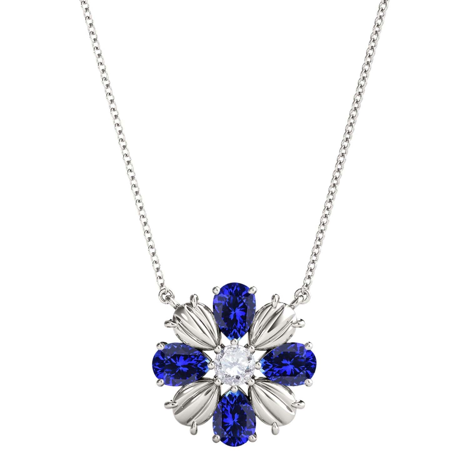 MauliJewels 0.85 Carat Tanzanite And White Diamond Pear Shape Gemstone Pendant Necklace For Women In 10K Rose White & Yellow Gold With 18" Box Chain Mauli Jewels