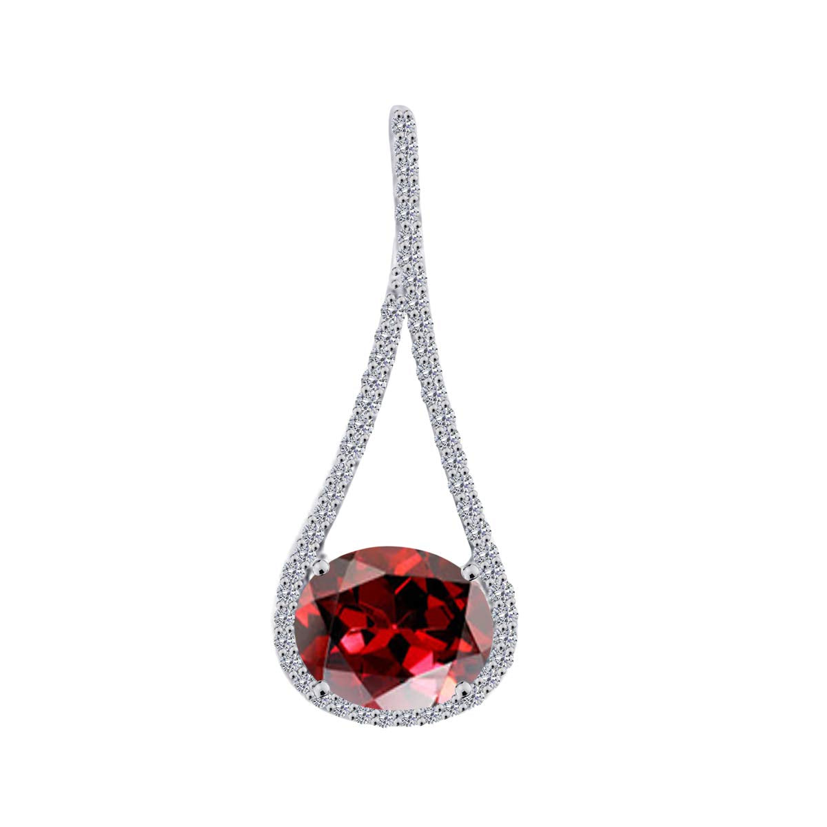 MauliJewels Engagement Necklace for Women 4.81 Carat Diamond And Beautiful Oval Shape Gemstone Pendant 4 prongs 10K White Gold With 18'' Chain Mauli Jewels