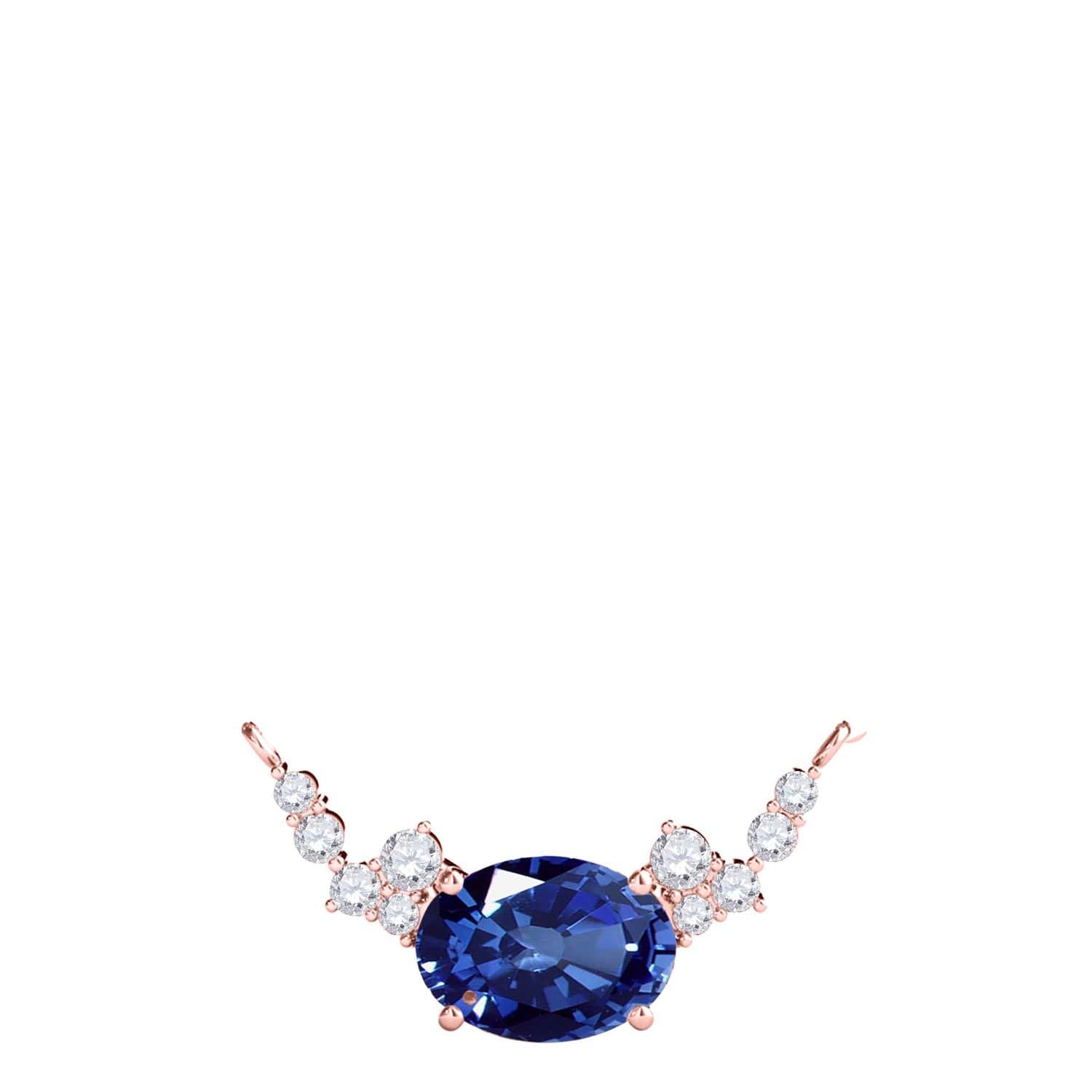 MauliJewels 0.90 Carat Sapphire And White Diamond Gemstone Pendant Necklace For Women In 14K Rose White & Yellow Gold With 18" Box Chain Mauli Jewels
