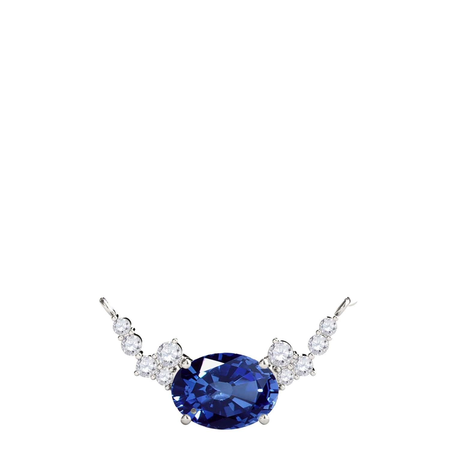 MauliJewels 0.90 Carat Sapphire And White Diamond Gemstone Pendant Necklace For Women In 14K Rose White & Yellow Gold With 18" Box Chain Mauli Jewels