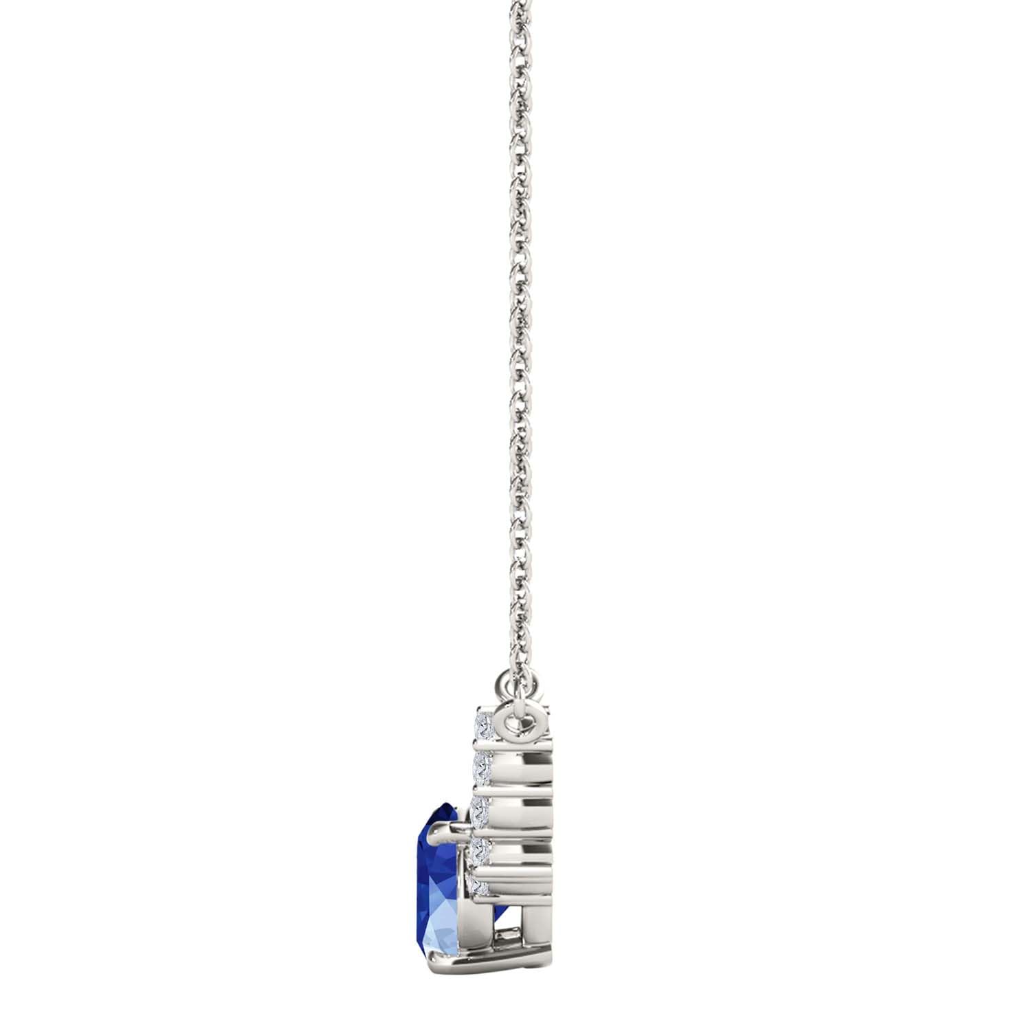 MauliJewels 0.90 Carat Sapphire And White Diamond Gemstone Pendant Necklace For Women In 14K Rose White & Yellow Gold With 18" Box Chain Mauli Jewels
