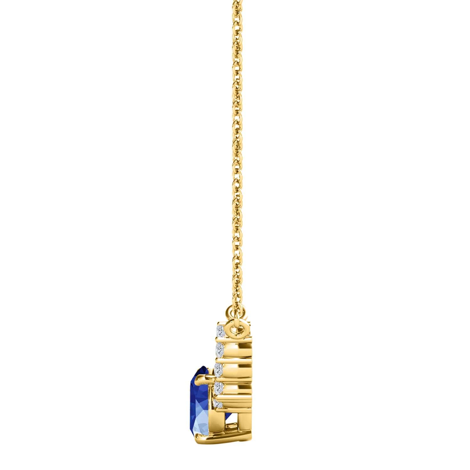 MauliJewels 0.90 Carat Sapphire And White Diamond Gemstone Pendant Necklace For Women In 14K Rose White & Yellow Gold With 18" Box Chain Mauli Jewels