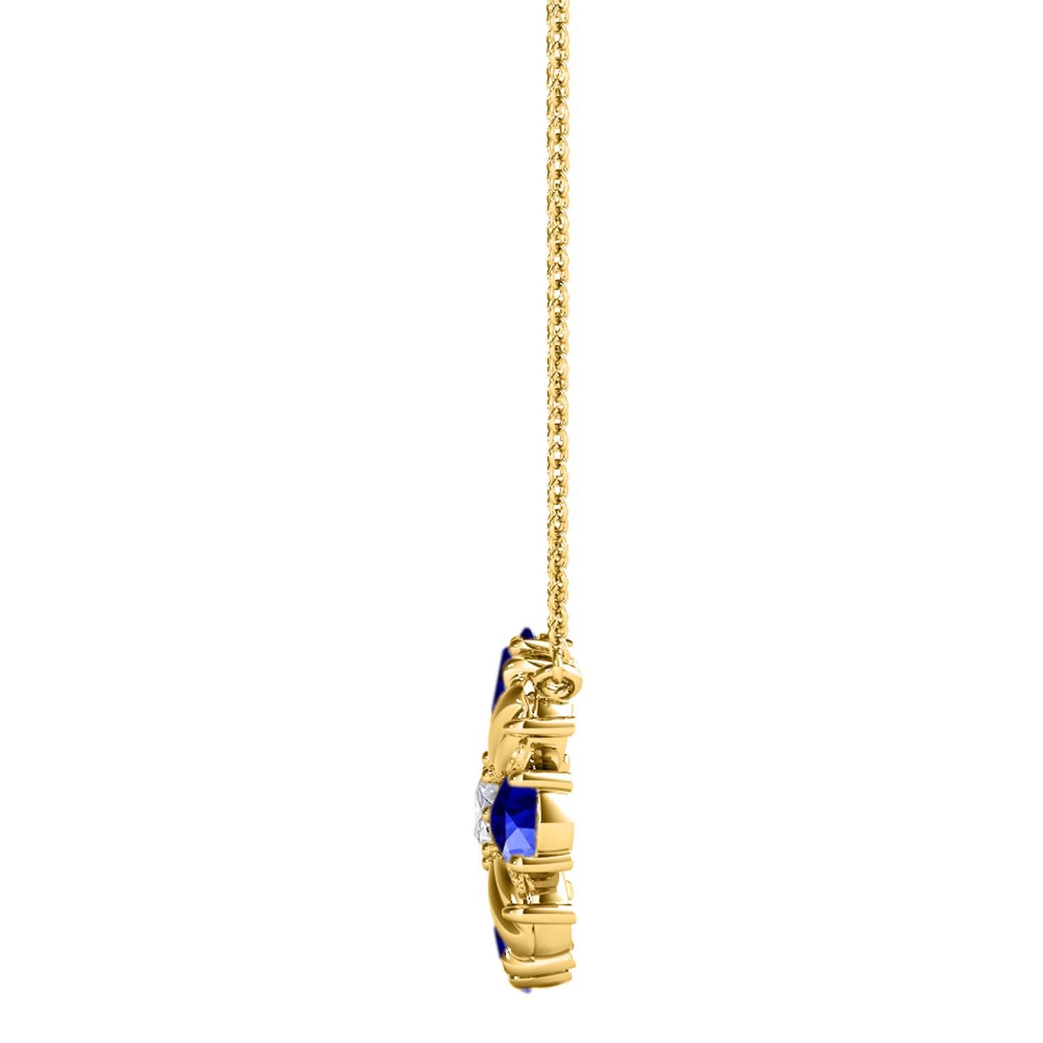 MauliJewels 0.85 Carat Tanzanite And White Diamond Pear Shape Gemstone Pendant Necklace For Women In 10K Rose White & Yellow Gold With 18" Box Chain Mauli Jewels