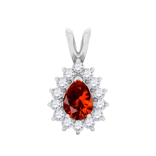 MauliJewels Engagement Necklace Women 2.21 Carat Beautiful Diamond And Pear Shape Gemstone Pendant 4 prongs 10K White Gold With 18'' Rope Chain