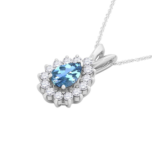 MauliJewels Engagement Necklace Women 2.21 Carat Beautiful Diamond And Pear Shape Gemstone Pendant 4 prongs 10K White Gold With 18'' Rope Chain