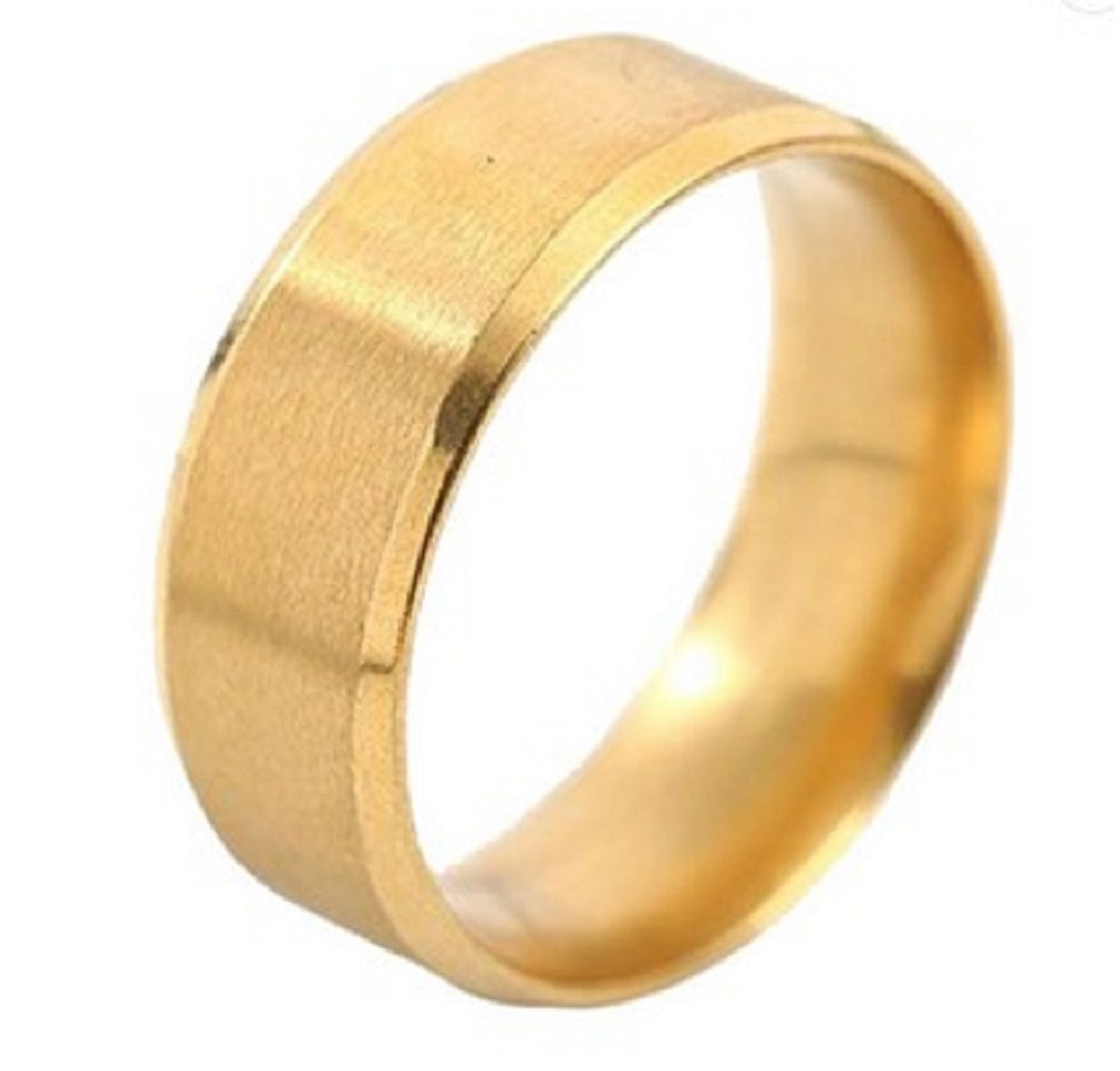 Men's Gold overTungsten Ring with Matte Finish and Beveled Polished Edge Comfort Fit Design Mauli Jewels