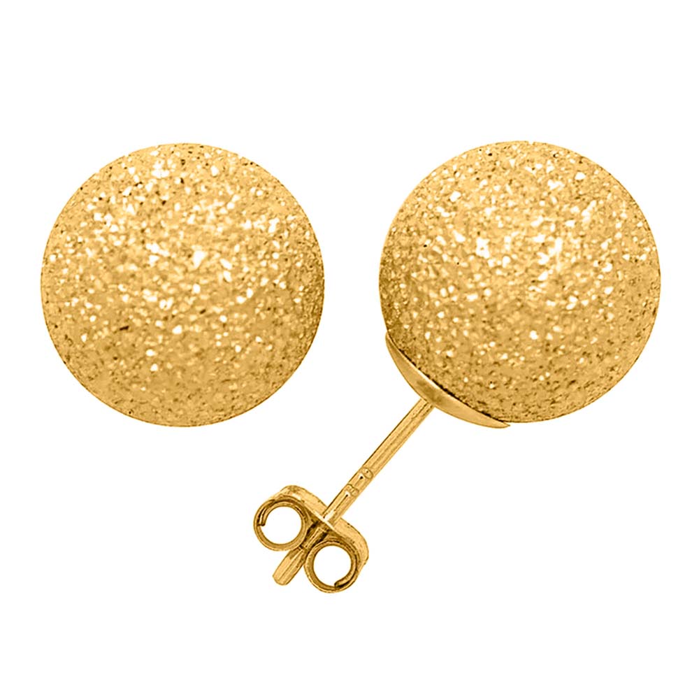 Genuine 14K Yellow Gold Ball Earrings with Laser-Cut Design & Secure Push-Back Mauli Jewels