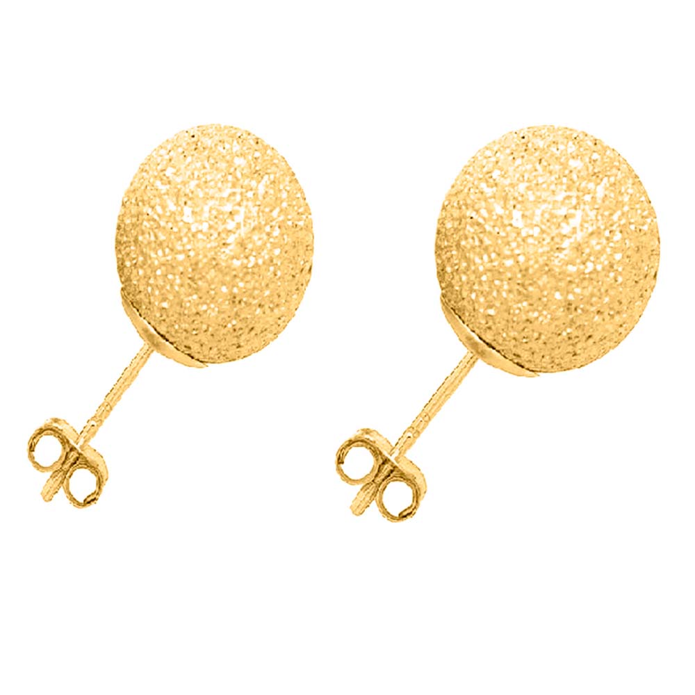 Genuine 14K Yellow Gold Ball Earrings with Laser-Cut Design & Secure Push-Back Mauli Jewels