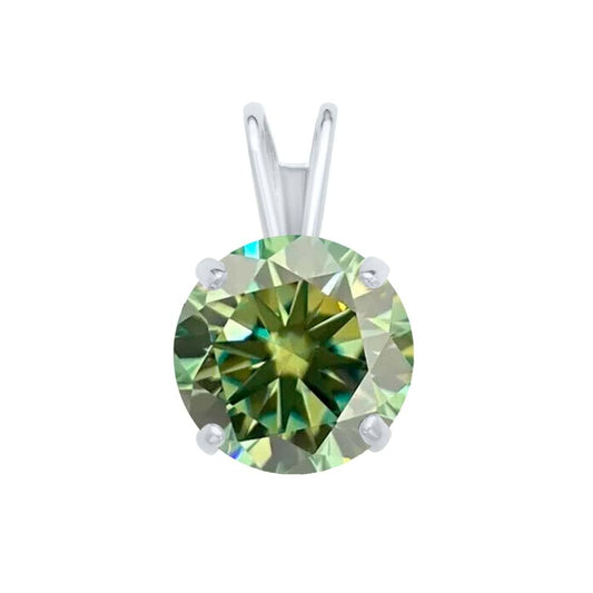 MauliJewels 2.00ct Green Moissanite 14k White Gold Solitaire Pendant with Gold Silver Chain Mauli Jewels