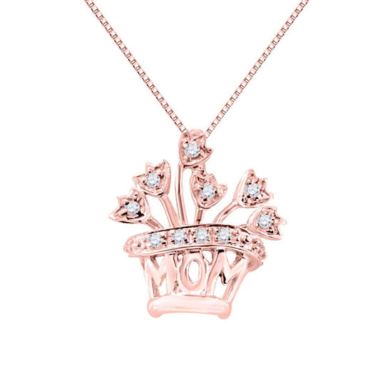 0.10 Carat Natural Diamond Mothers Day Gift Pendant Necklace In 10K Rose White & Yellow Gold Comes With Box Chain Mauli Jewels