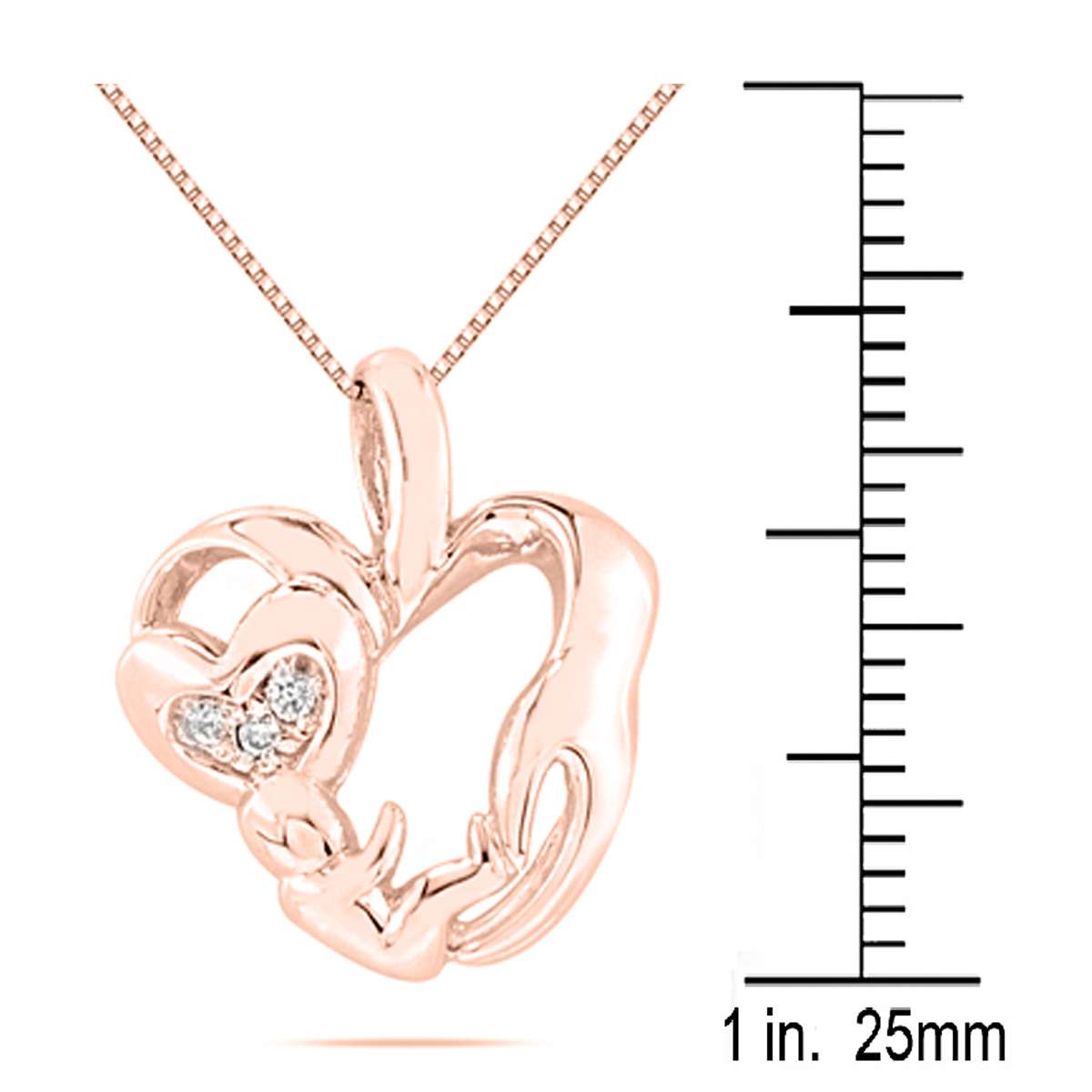 0.05 Ct Natural Diamond 10K Rose White & Yellow Gold Mom- Child Heart Pendant Necklace For Women Mothers Day Gift Mauli Jewels