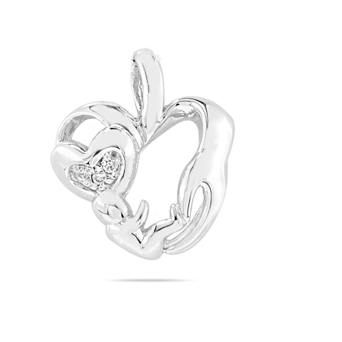 0.05 Ct Natural Diamond 10K Rose White & Yellow Gold Mom- Child Heart Pendant Necklace For Women Mothers Day Gift Mauli Jewels