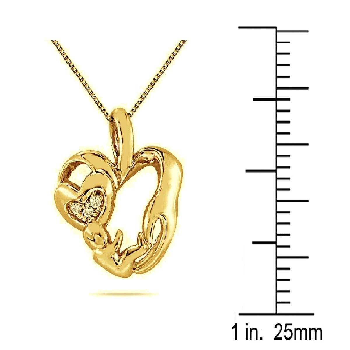0.05 Ct Natural Diamond 10K Rose White & Yellow Gold Mom- Child Heart Pendant Necklace For Women Mothers Day Gift Mauli Jewels