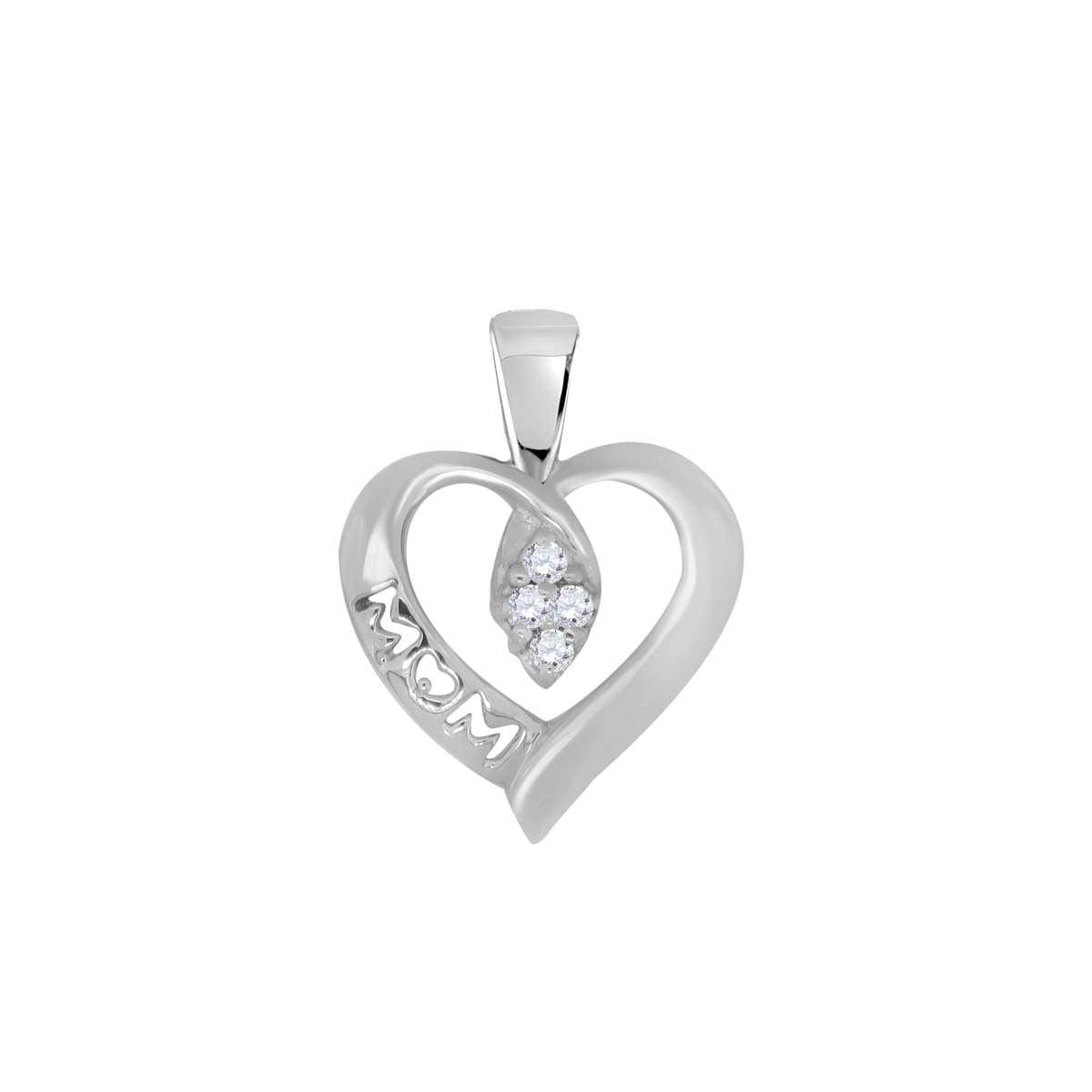 0.06 Carat Diamond Heart Shape Mom Pendant Necklace For Women In 10K Rose White & Yellow Gold With Box Chain Mauli Jewels