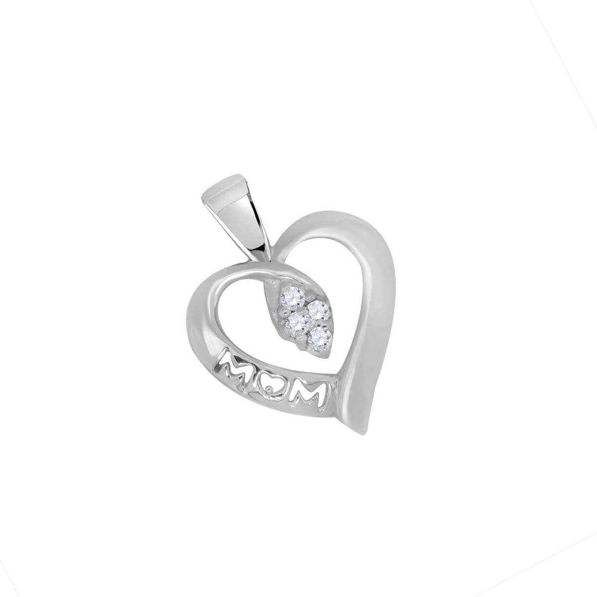 0.06 Carat Diamond Heart Shape Mom Pendant Necklace For Women In 10K Rose White & Yellow Gold With Box Chain Mauli Jewels
