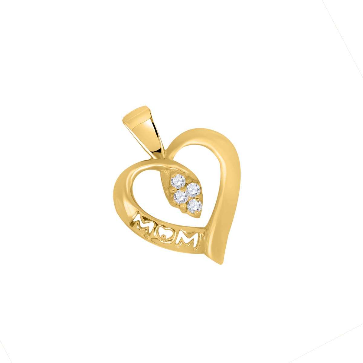 0.06 Carat Diamond Heart Shape Mom Pendant Necklace For Women In 10K Rose White & Yellow Gold With Box Chain Mauli Jewels