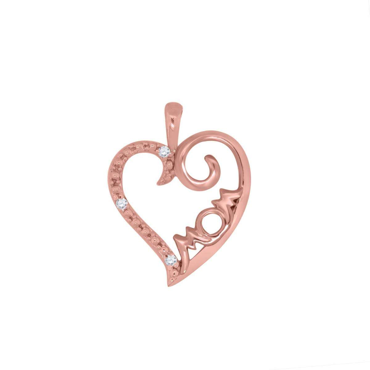 0.025 Carat Lightweight Natural Diamond MoM Heart Shape Pendant Necklace With 18" Box Chain Mothers Day Gift Mauli Jewels