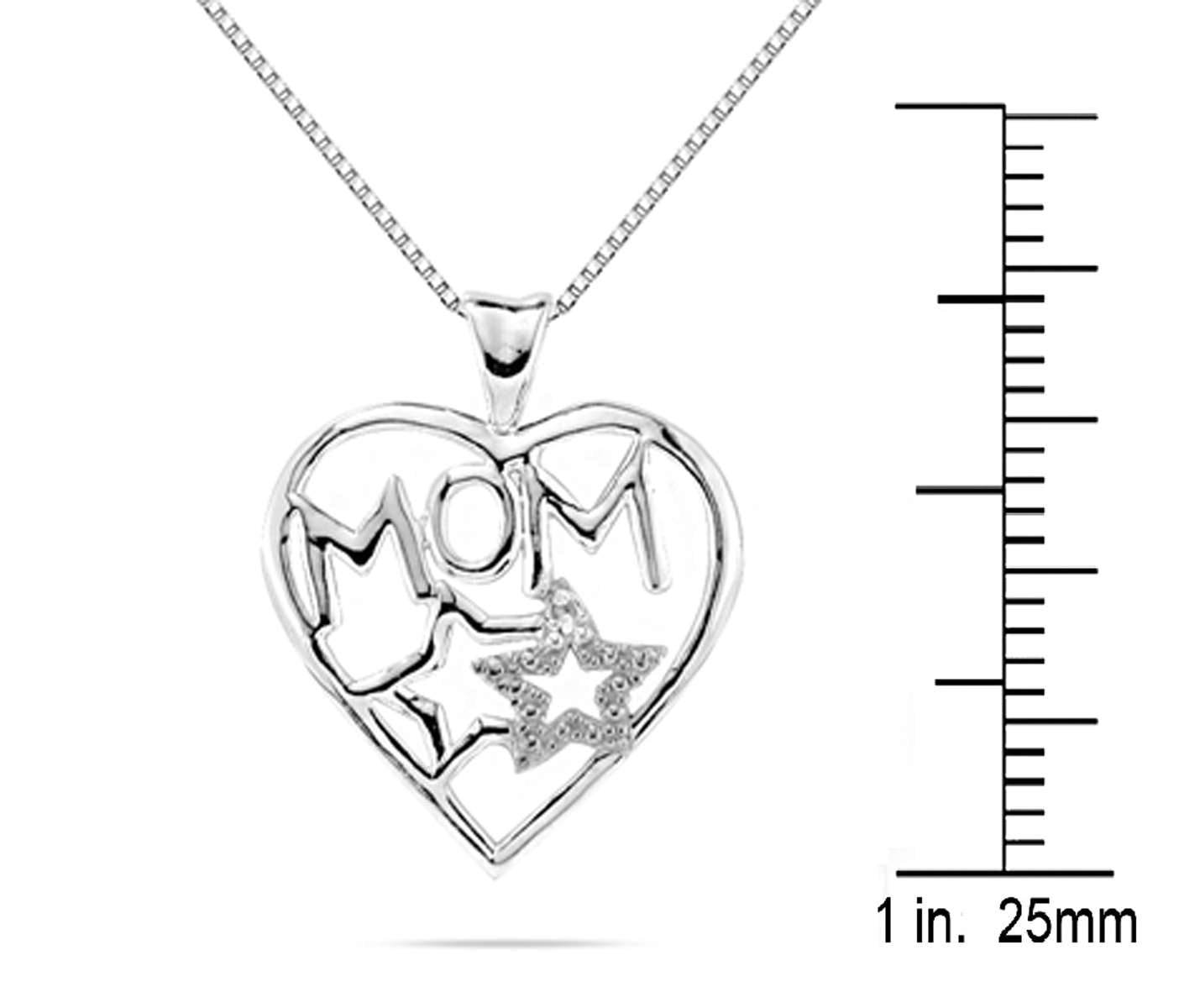 0.005 Carat Heart-Shaped Diamond Mom Pendant Necklace in 10K White & Yellow Gold Mauli Jewels