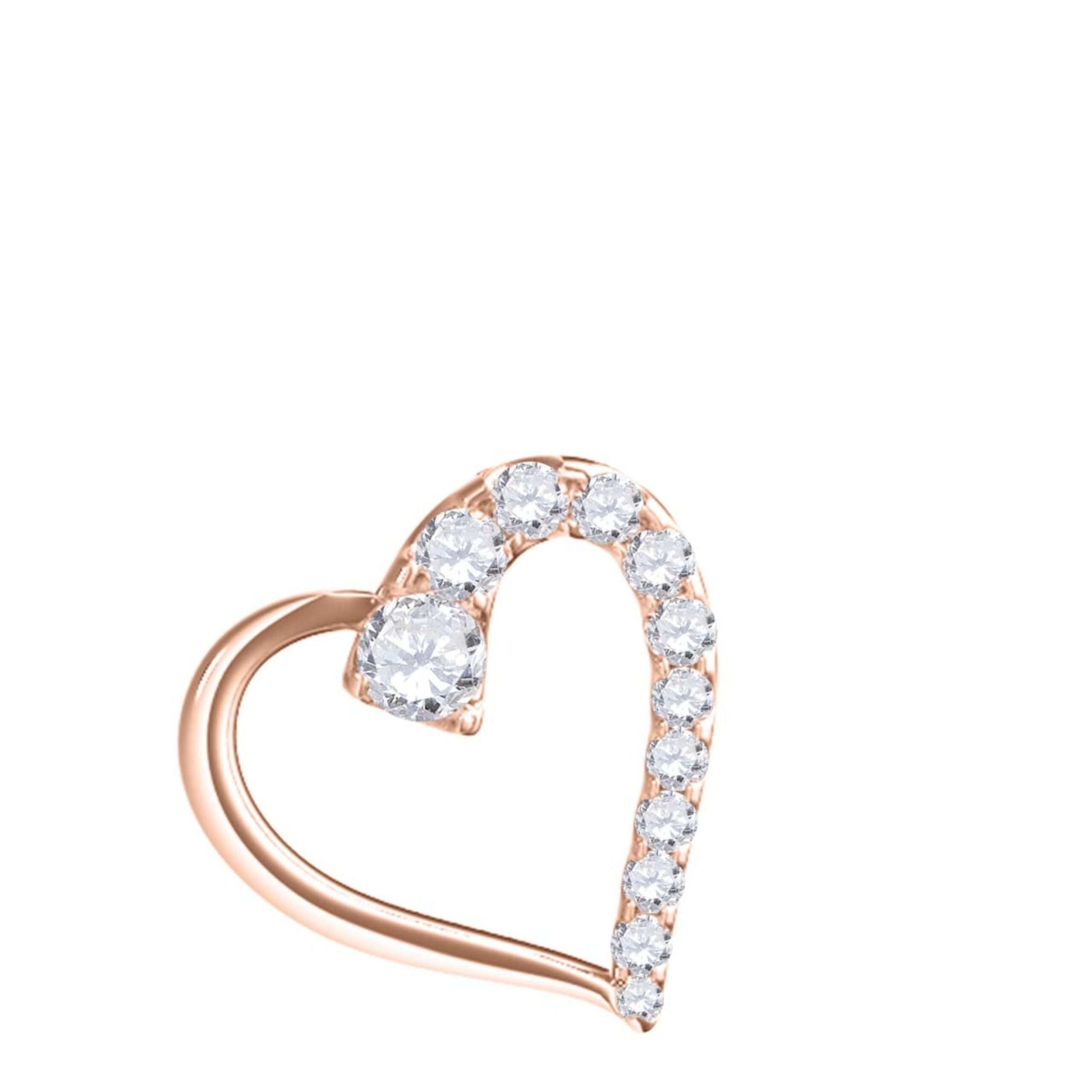 Maulijewels 1.00 Carat Natural Diamond Heart Shape Pendant Necklace For Women In 14K Rose White Yellow Gold With 18" Gold Chain Mauli Jewels