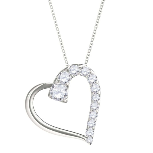 Maulijewels 1.00 Carat Natural Diamond Heart Shape Pendant Necklace For Women In 14K Rose White Yellow Gold With 18" Gold Chain Mauli Jewels