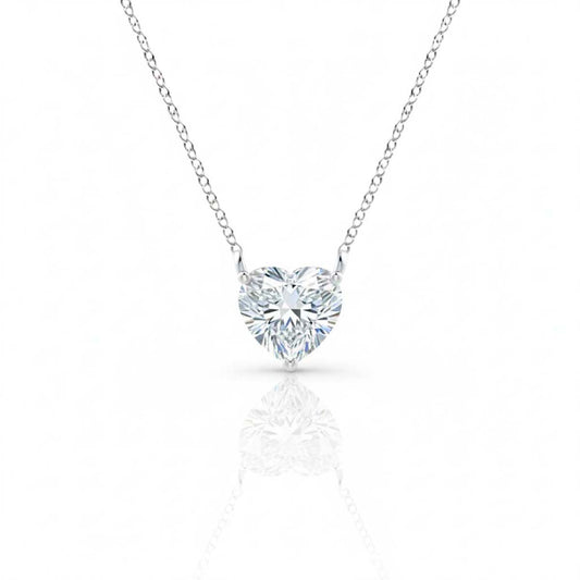 Mauli Jewels 4 Ct Heart Shape Moissanite Solitaire Pendant Necklace for Women, EF-VS1 Clarity, 14K Gold Over 925 Sterling Silver with Silver Cable Chain, Rose, White & Yellow Gold