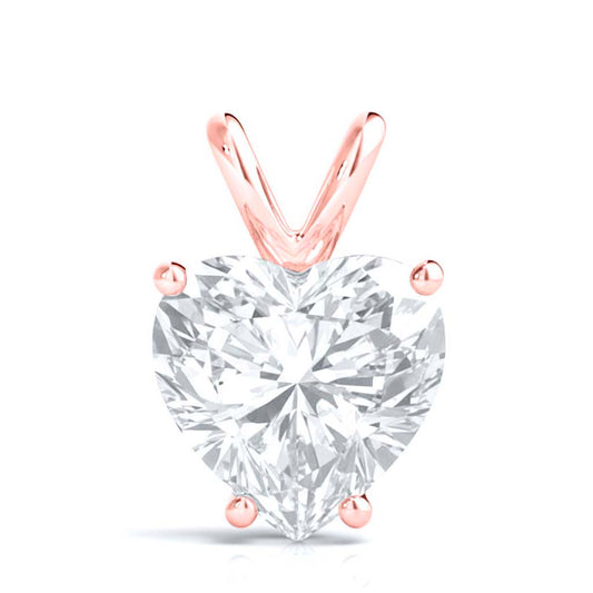 Mauli Jewels 4 Carat Heart Shape Moissanite Solitaire Pendant Necklace for Women | EF-VS1 Clarity | 14K Gold Over 925 Sterling Silver with Cable Chain in Rose, White & Yellow Gold